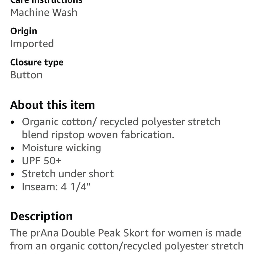 Prana Double Peak Charcoal Skort - Picture 8 of 9